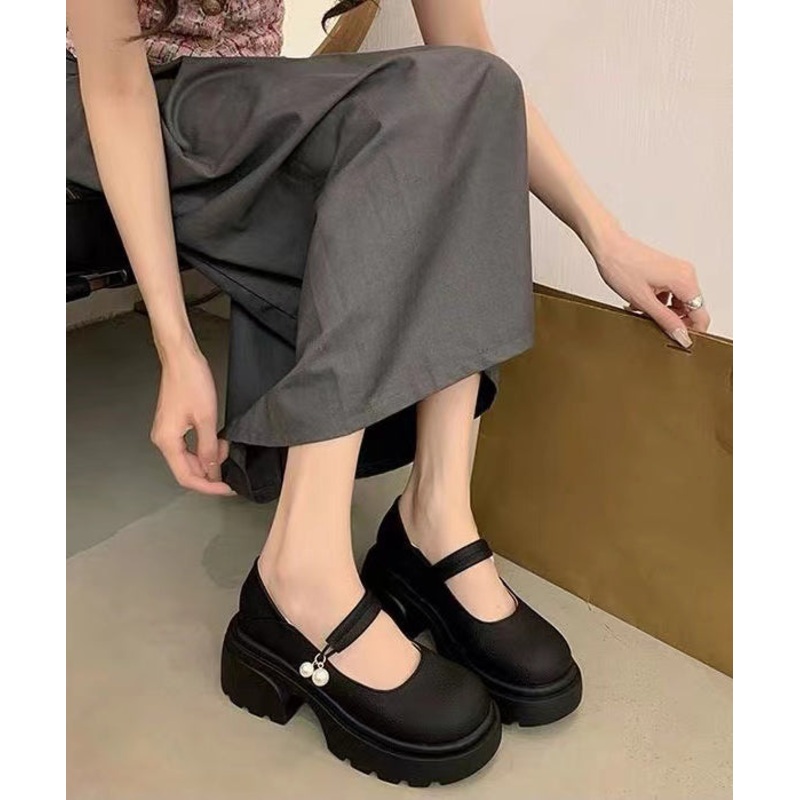 Black Chunky Faux Leather Fitted Splicing Loafer Shoes