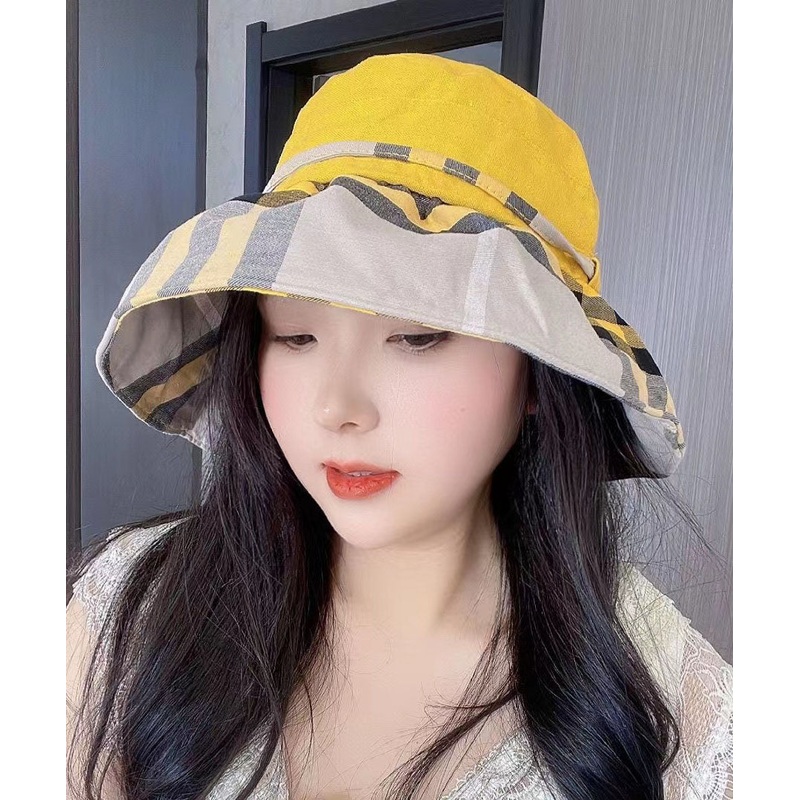 Boutique Versatile Holiday Yellow Plaid Hat