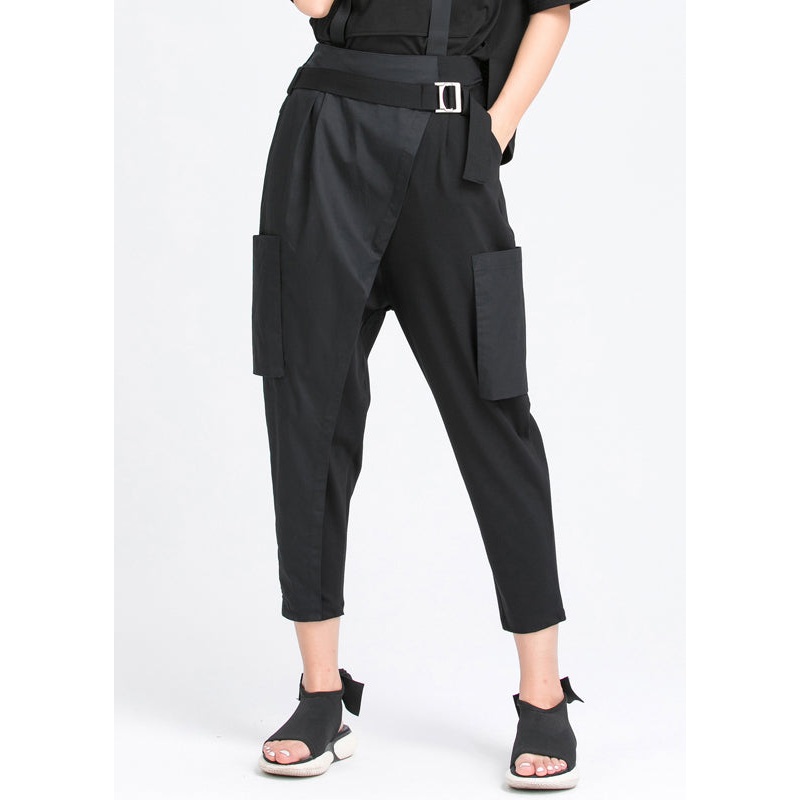 Casual Black Patchwork Harem Pants Spring