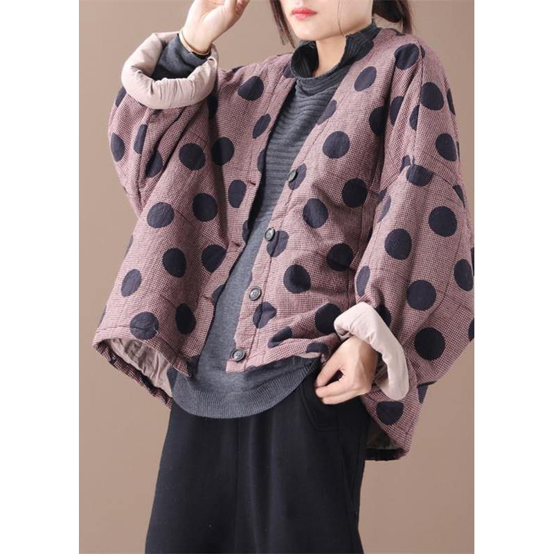 Luxury casual jackets red plaid dotted v neck Button Down women coats