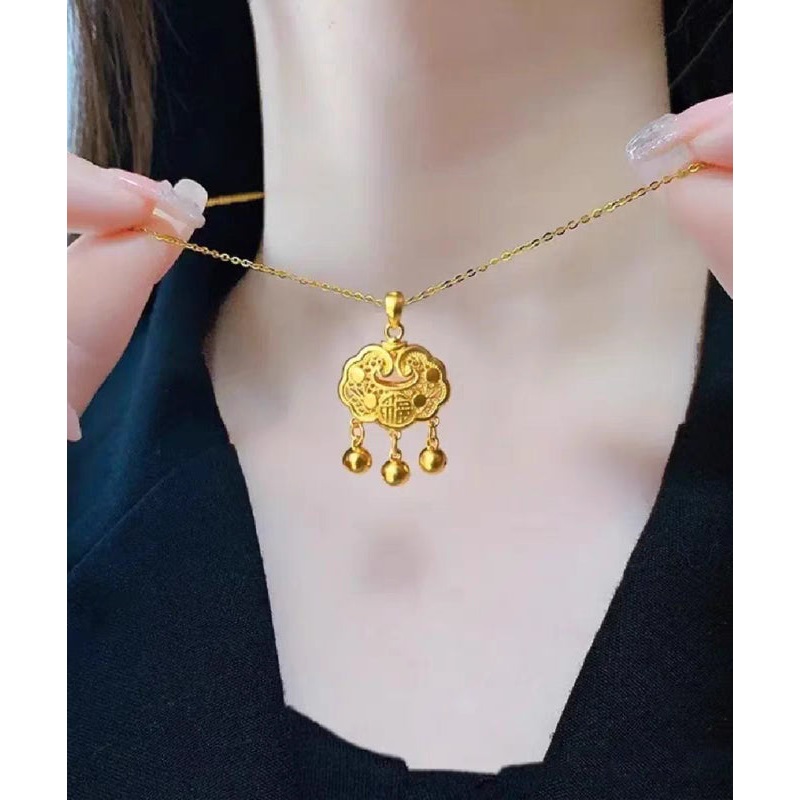 Modern Orange Stainless Steel Safety Lock Tassel Pendant Necklace