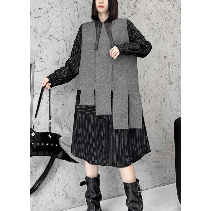 Style Grey O-Neck Asymmetrical Knit Vest Sleeveless