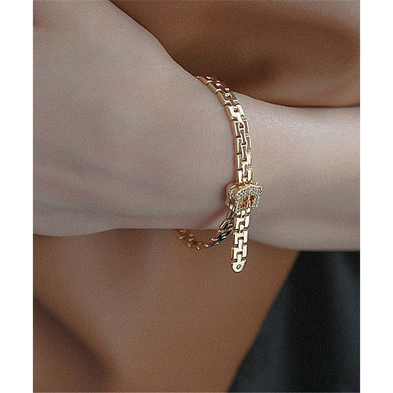 Stylish Gold Copper Overgild Zircon Chain Chain Bracelet