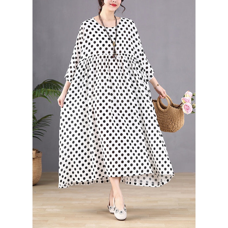 White O-Neck Patchwork Maxi Dresses Spring