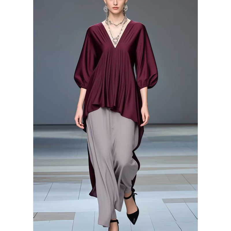 Boho Mulberry Low High Design Silk Shirt Bracelet Sleeve