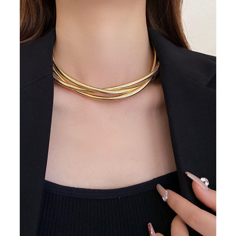 Casual Gold Metal Alloy Layered Choker