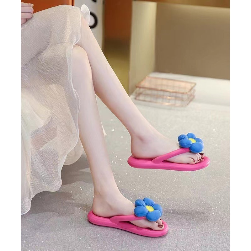 Comfortable Rose Flip Flops Chic Splicing Floral