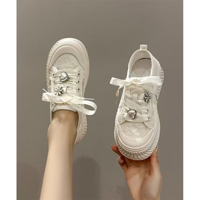 Comfy Beige Breathable Mesh Flat Feet Shoes Splicing Lace Up