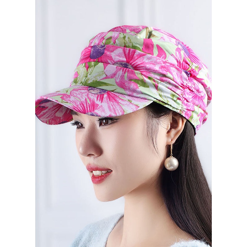 DIY Pink Print Patchwork Wrinkled Baseball Cap Hat