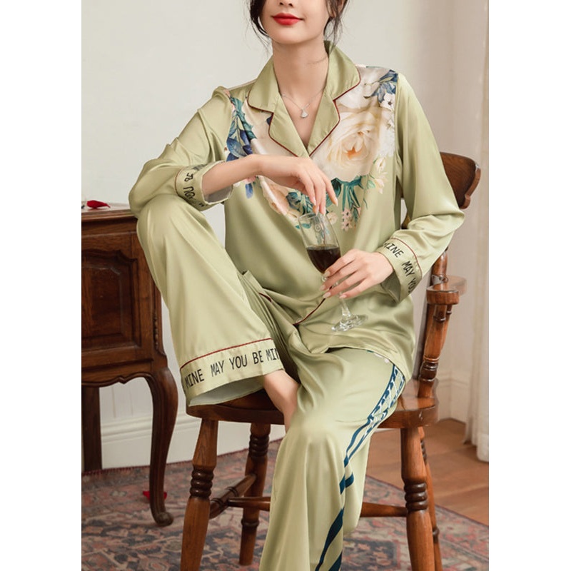 Grass Green Peter Pan Collar Button Two Pieces Set  Spring