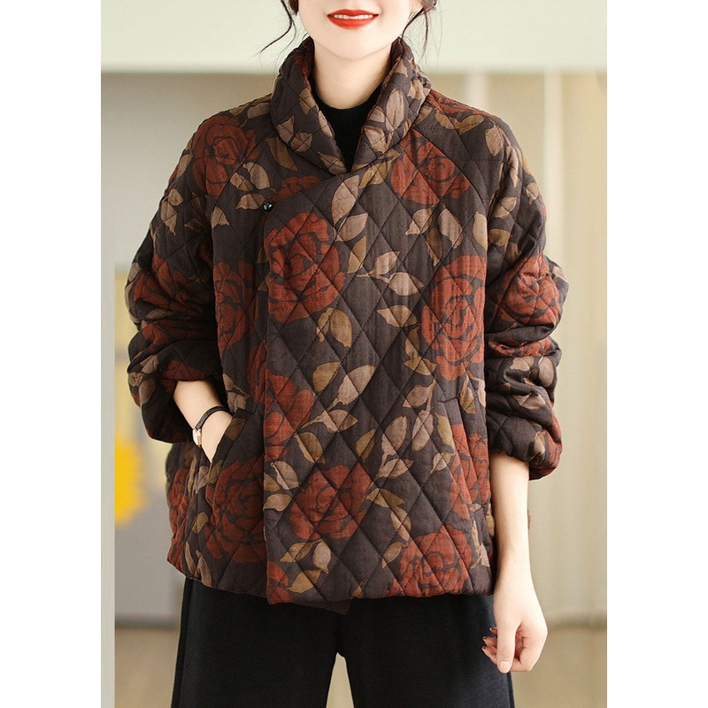 Handmade Mulberry Pockets Print Parka Winter