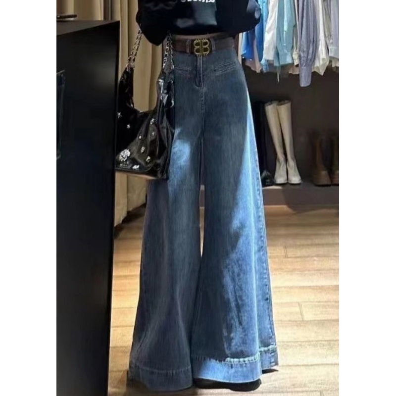 Modern Blue Original Design High Waist Denim Wide Leg Pants Fall