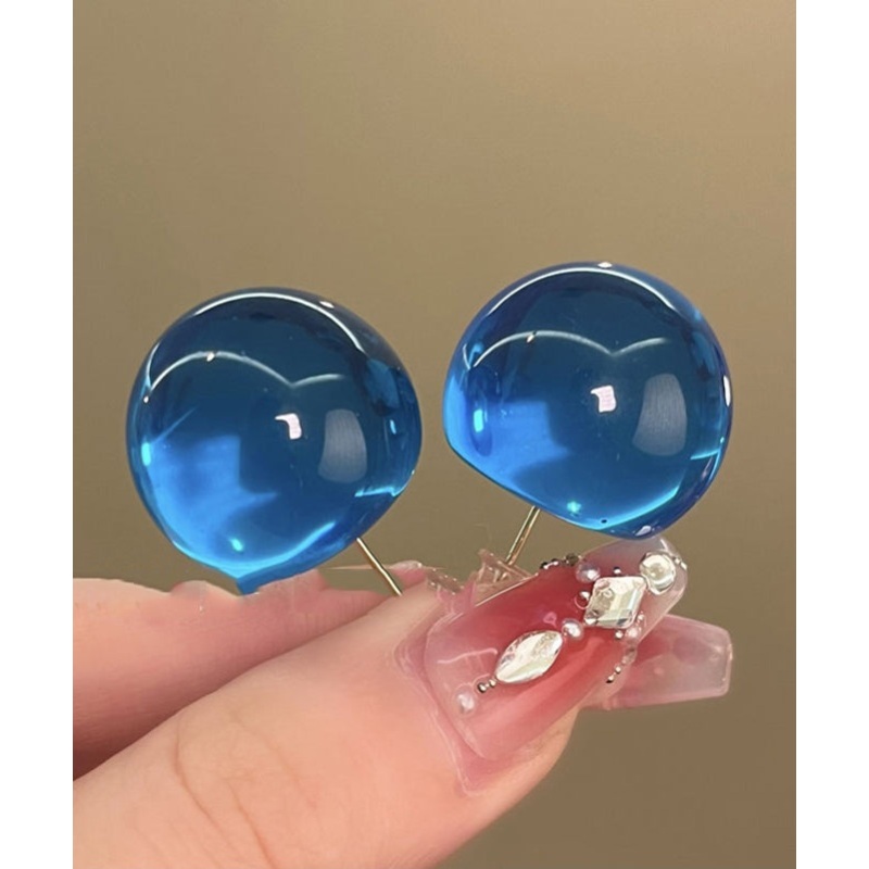 Original Design Blue Alloy Resin Stud Earrings