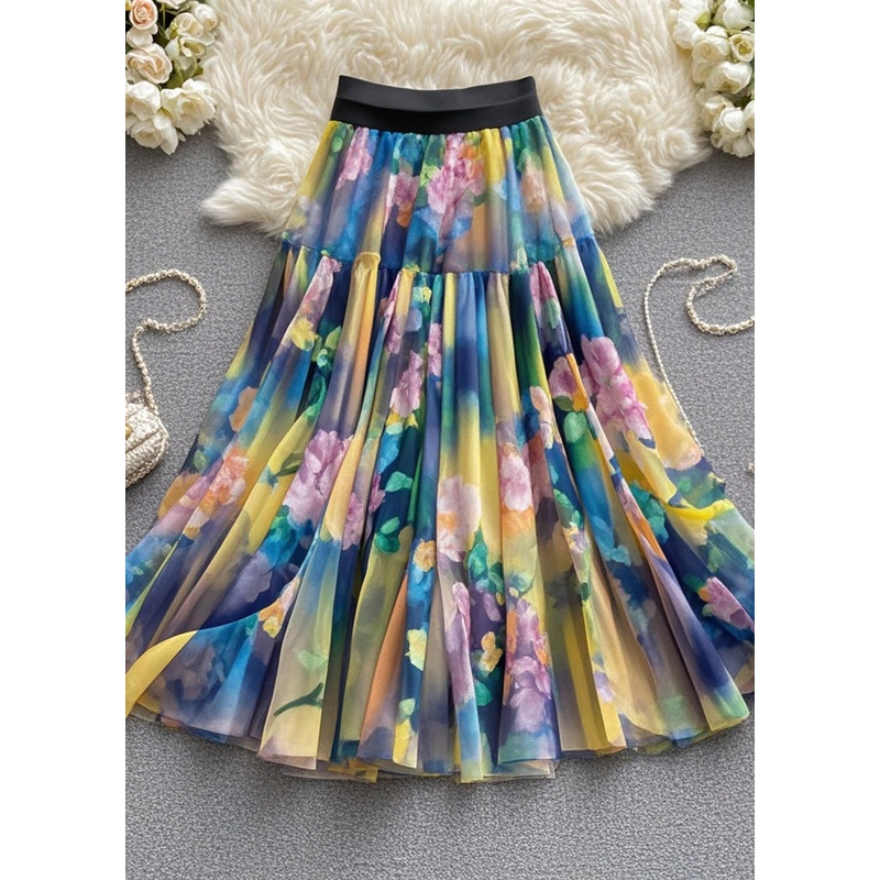 Beautiful Print Tulle Skirts Exra Large Hem Summer