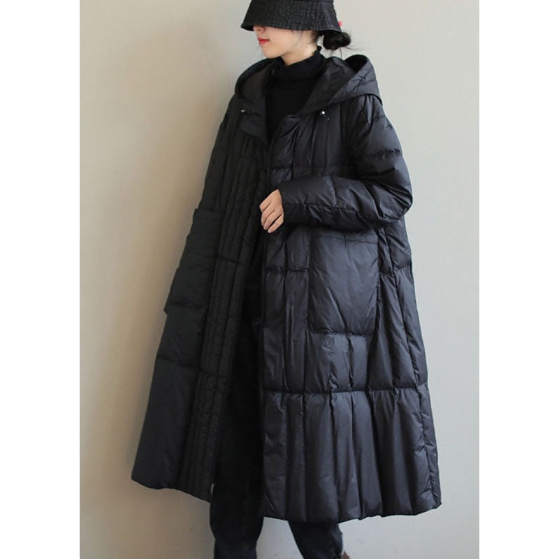 Boho Black fashion Loose Pockets Winter down coat