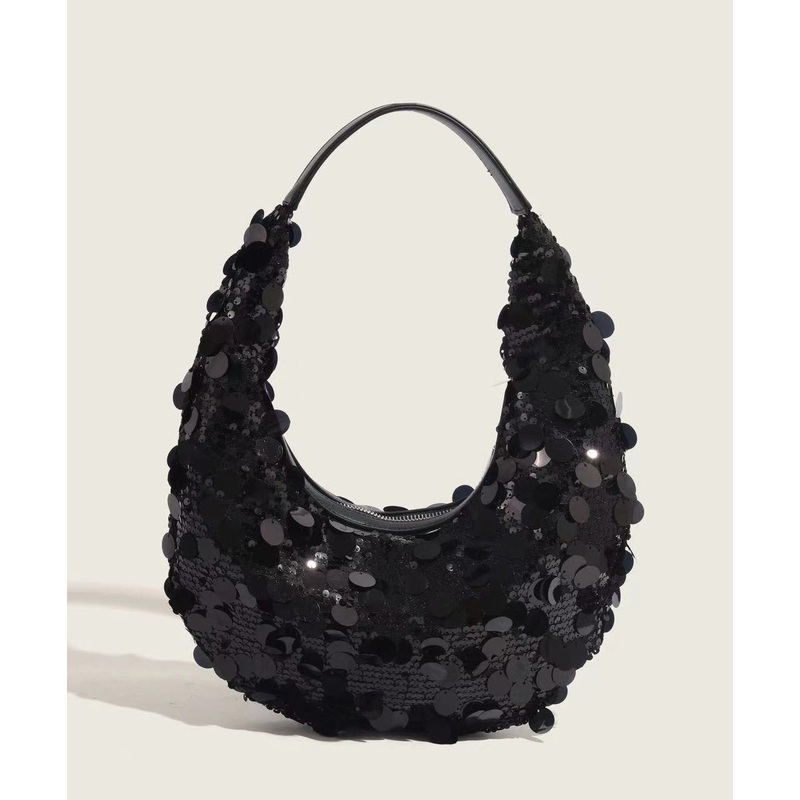 Boutique Black Sequins Party Satchel Bag Handbag