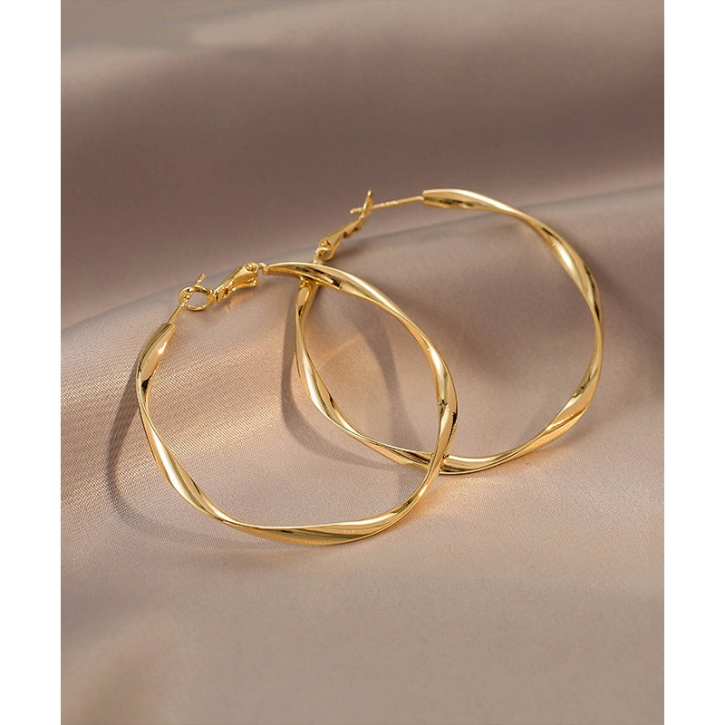 Casual Gold Overgild Circle Hoop Earrings