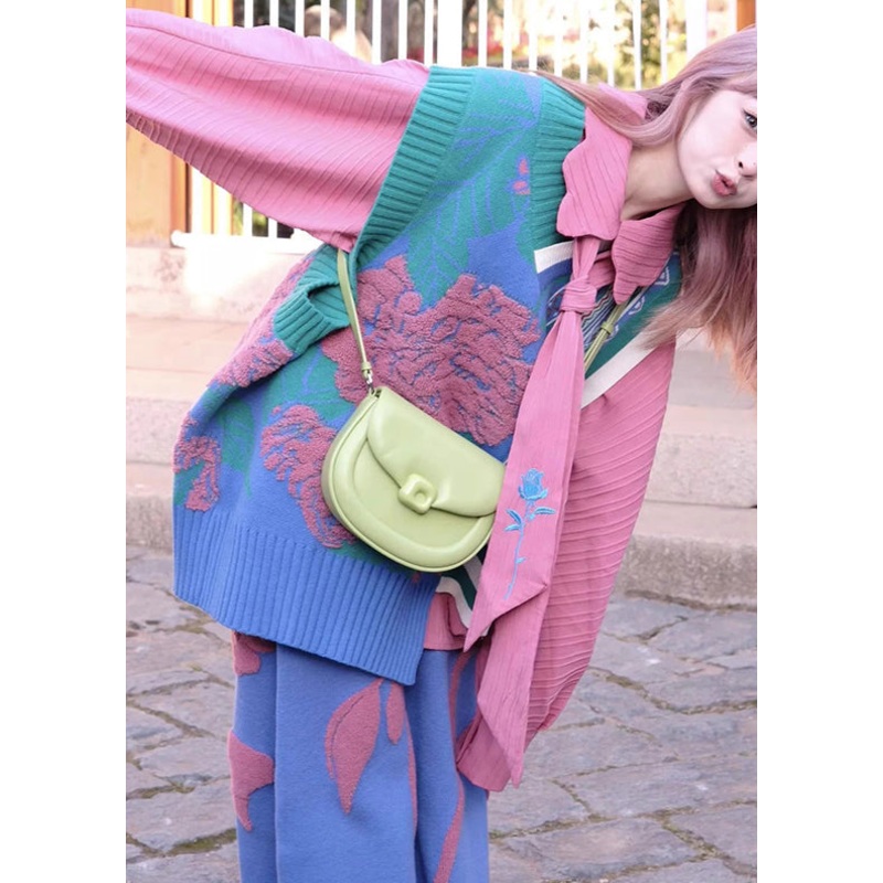 Fashion Loose Shirt Vest And Skirts Knitted Three Piece Set Winter