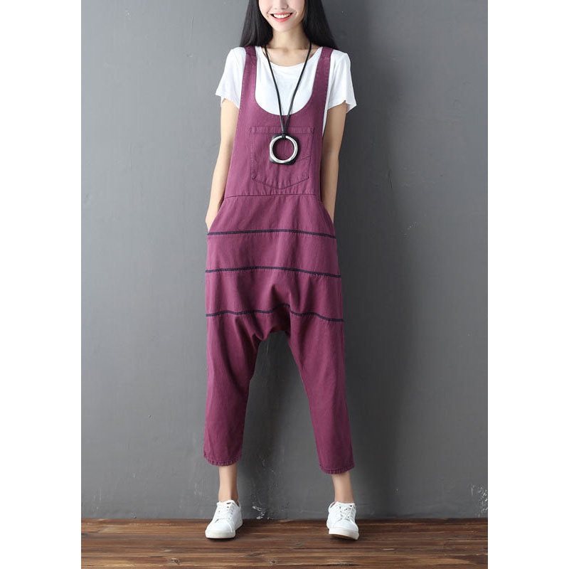 Mulberry Patchwork Cotton Denim Jumpsuits Oversized Spring