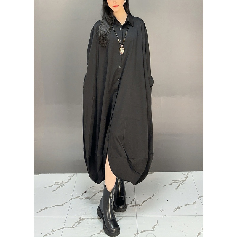 New Black Peter Pan Collar Pockets Cotton Jumpsuits Fall