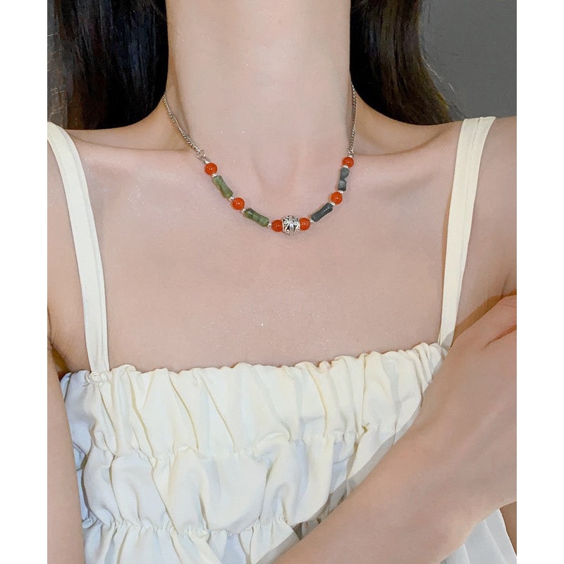 Novelty Colorblock Hand Knitting Bamboo Joint Ball Princess Necklace