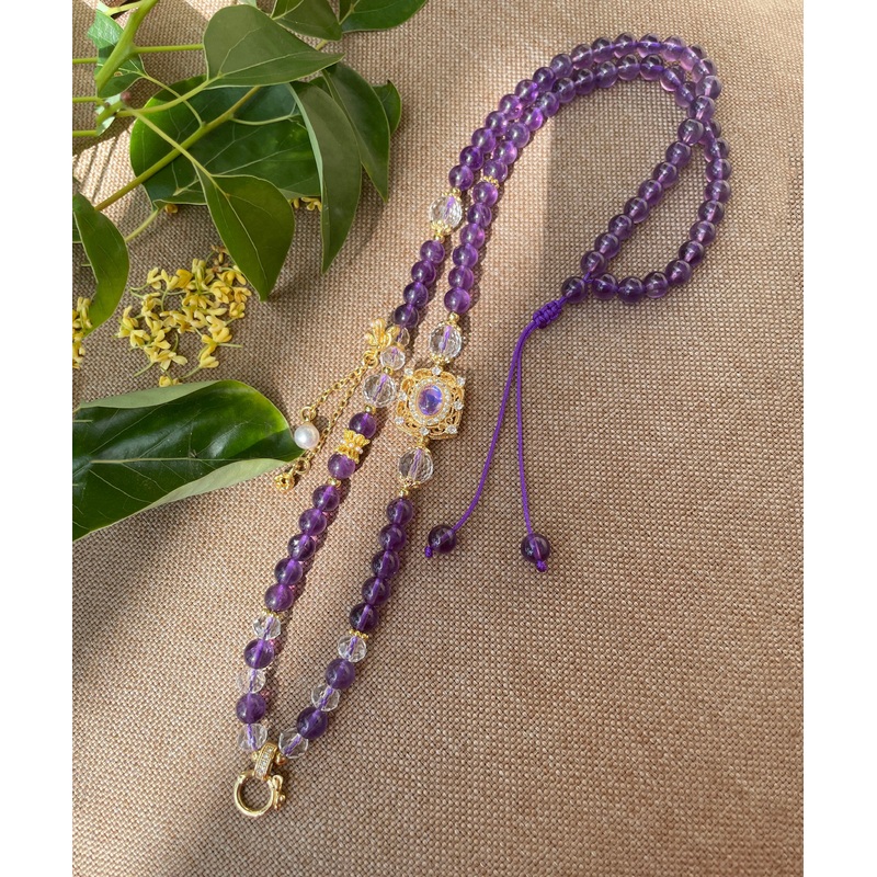 Boutique Purple Crystal Beading Pendant Necklace