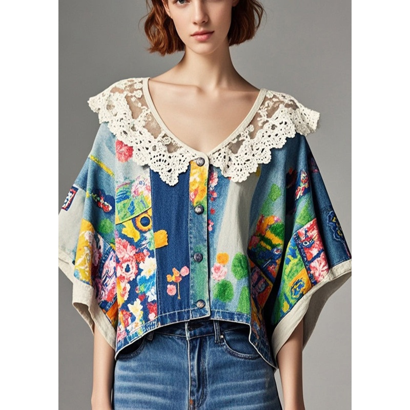 Casual Oversized Lace Patchwork Print Tanks Summer