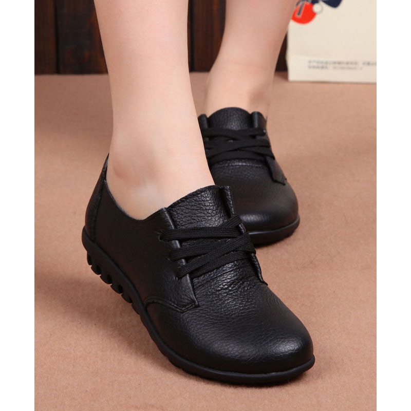 Cowhide Leather Flat Feet Shoes Cross Strap Flat Feet Shoes