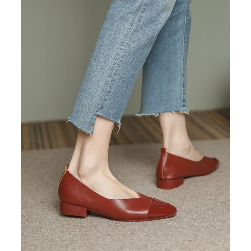 Fine Splicing Chunky Comfy Red Faux Leather