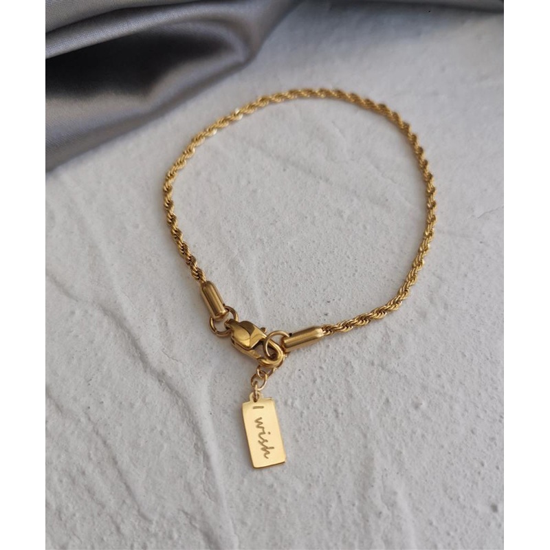 Original Design Gold Copper Alloy Fried Dough Twists Tassel Charm Bracelet