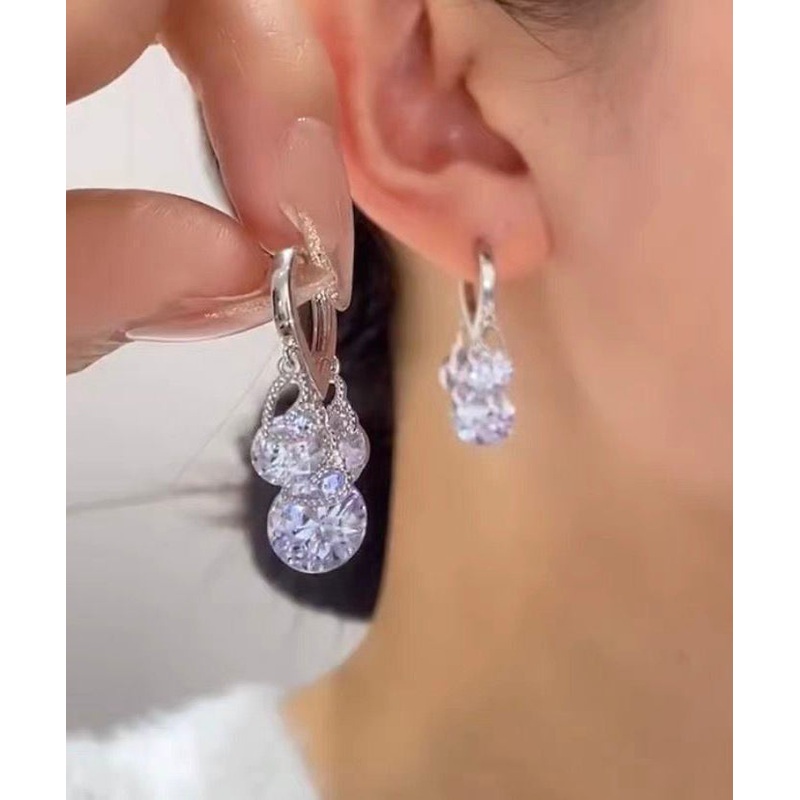 Stylish White Copper Zircon Love Drop Earrings