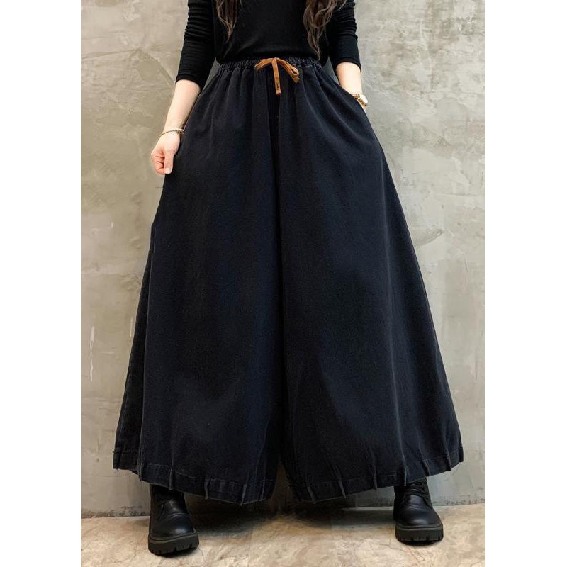 Loose Black Pockets High Waist Cotton Pants High Waist