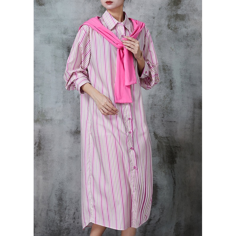 Organic Pink Striped Gift Shawl Cotton Dress Summer