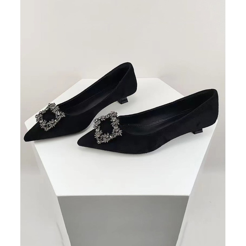 Black Comfy Splicing Kitten Shoes Pointed Toe Women
