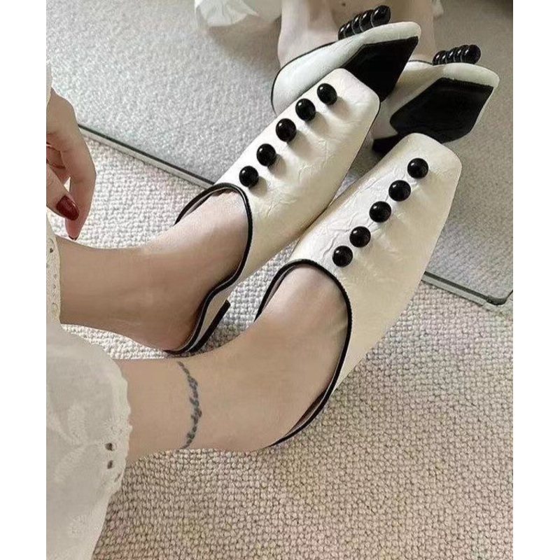 Boutique Apricot Faux Leather Splicing Flats Slide Sandals