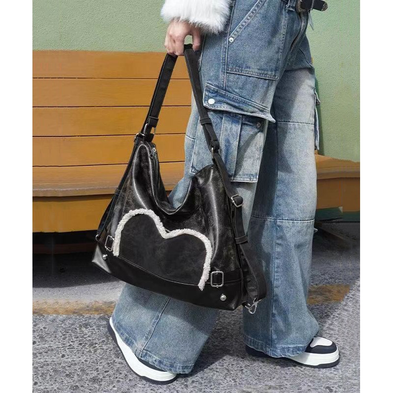 Casual Black Faux Leather Versatile Messenger Bag