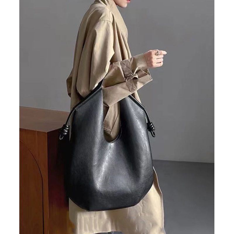 Fashion Black Large Capacity Faux Leather Satchel Handbag