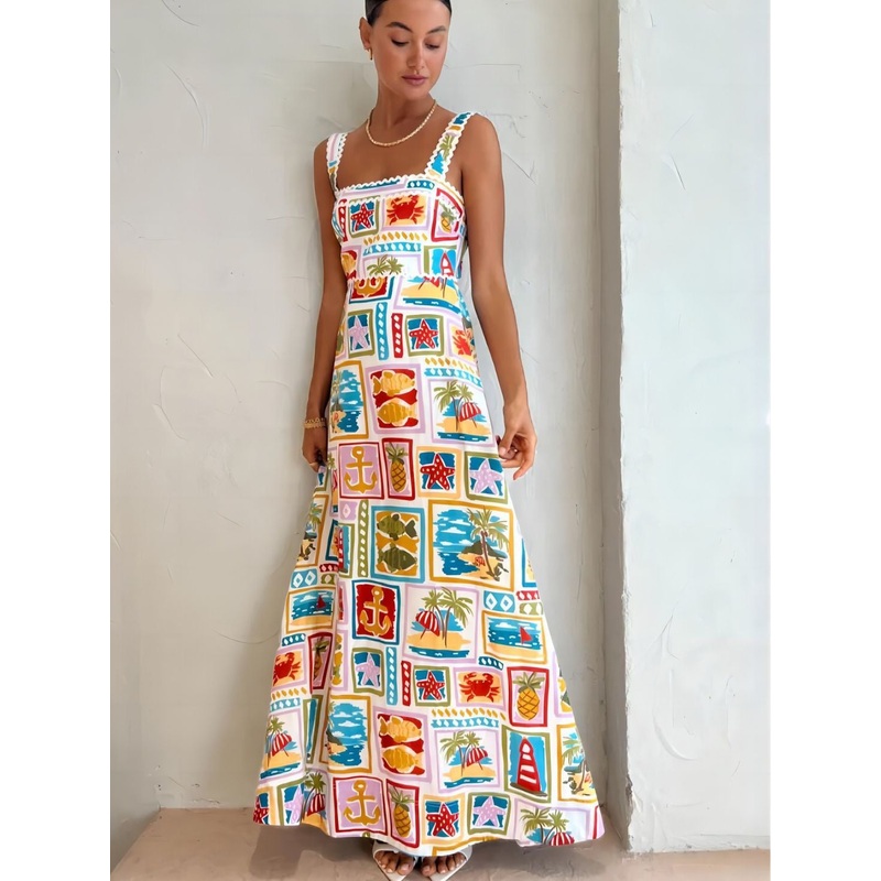 Summer Graffiti Suspender Tube Top Sexy Lace Dress