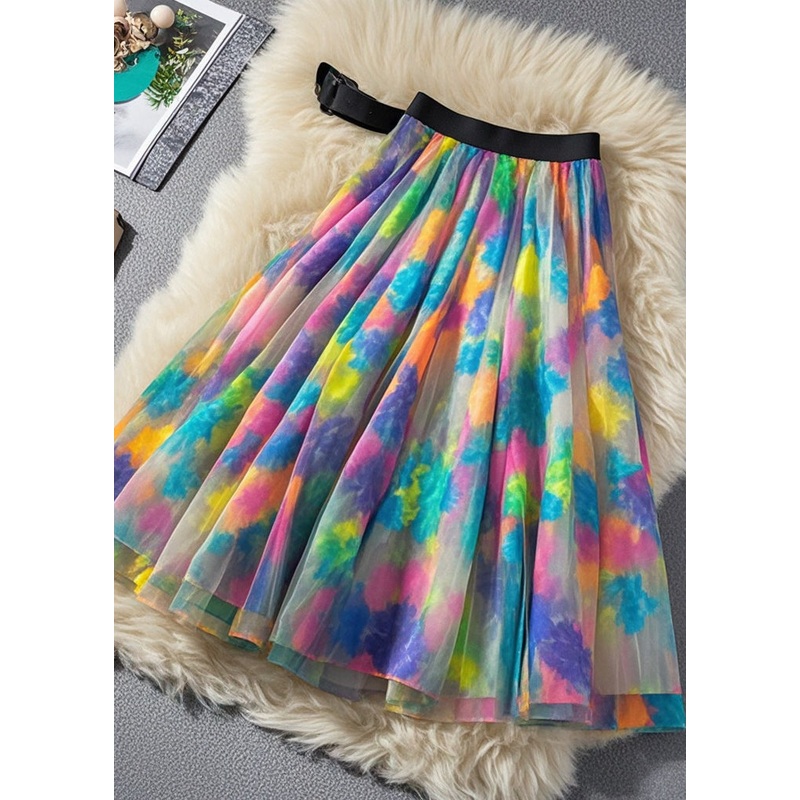Art Multicolor Print Exra Large Hem Tulle Skirts Summer