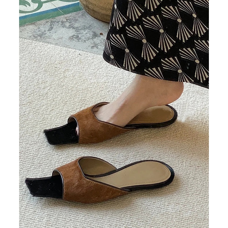 Brief Camel Faux Leather Splicing Peep Toe Thong Sandals