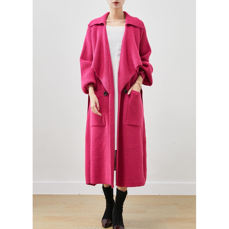 Modern Rose Oversized Pockets Knit Coat Outwear Spring