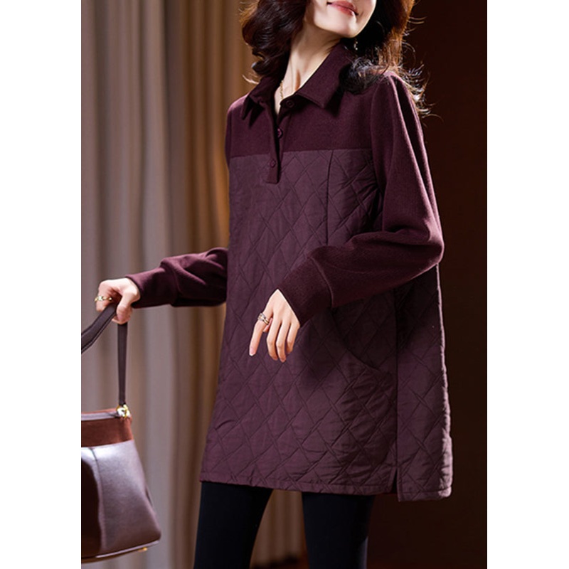 Stylish Red Peter Pan Collar Plaid Patchwork Shirt Spring