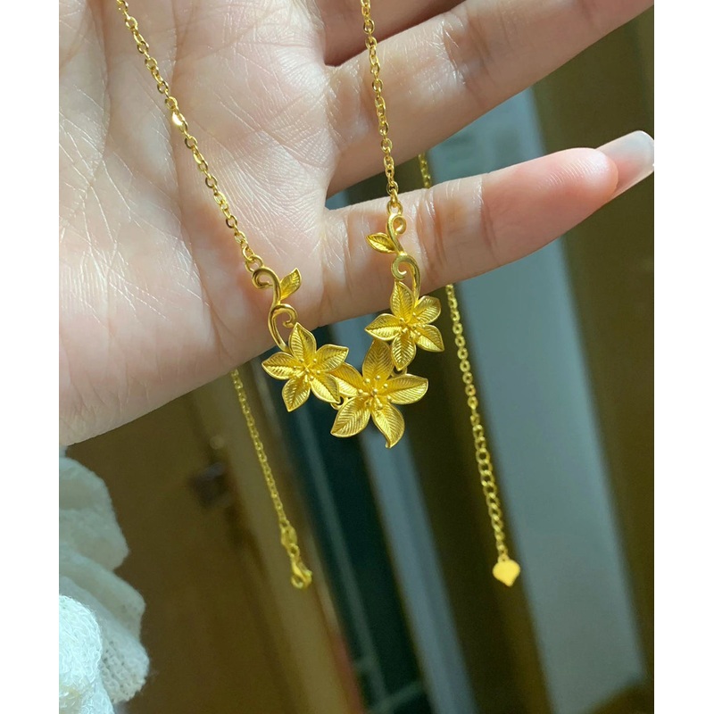 Beautiful Gold Stainless Steel Overgild Floral Princess Necklace