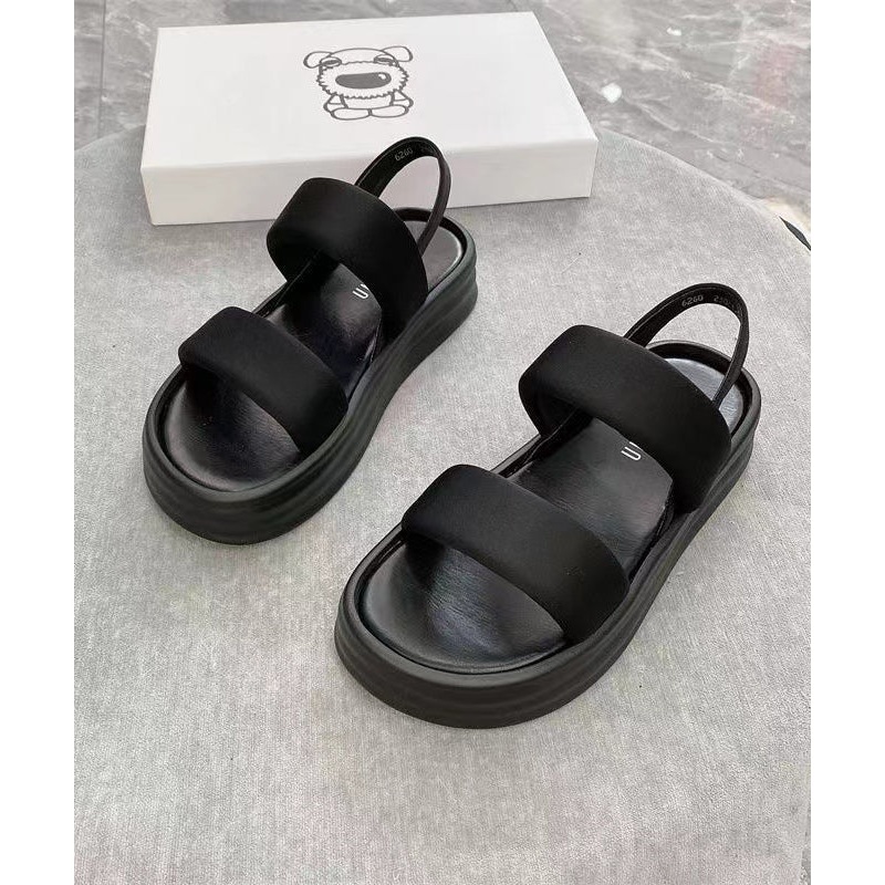 Faux Leather Comfortable Splicing Black Sandals Peep Toe