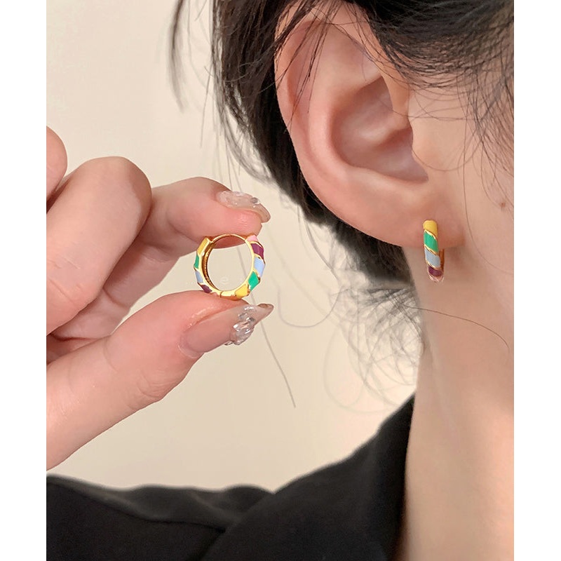 Handmade Copper Overgild Drop Glaze Hoop Earrings