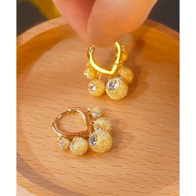 Fashion Gold Copper Alloy Zircon Durian Hoop Earrings