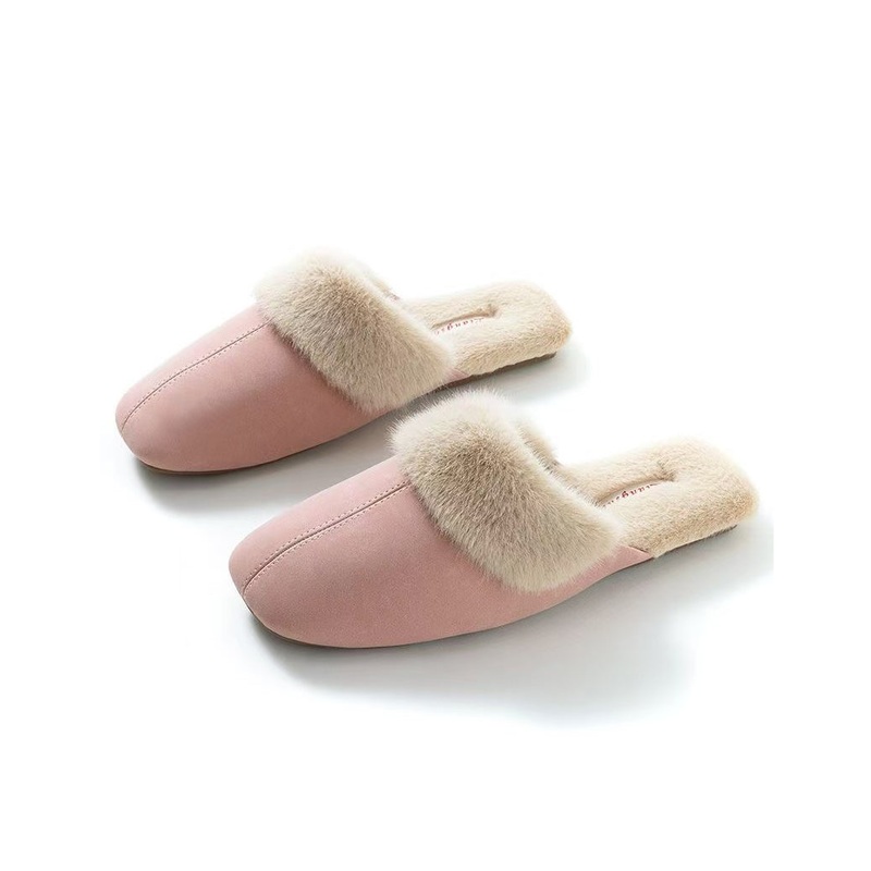 Handmade Comfy Pink Fuzzy Wool Lined Slippers Shoes