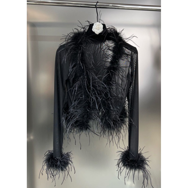 Slim Fit Black Tasseled Lace Up Patchwork Shirts Fall