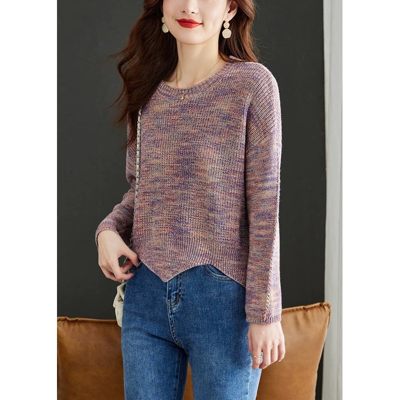 Stylish Pink O Neck Cozy Wool Knit Sweaters Fall