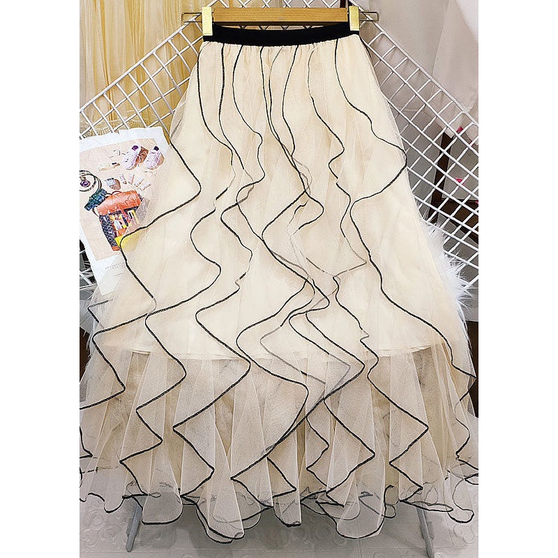 White Tulle Skirt Wrinkled Exra Large Hem Summer